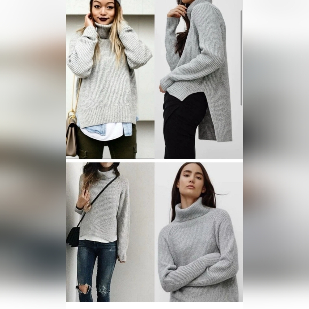 Aritzia Wilfred  Lin Gray Speckle Turtleneck Sweater Wool XS